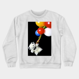 Cute white teddy bear with balloons in flight Crewneck Sweatshirt